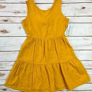 Cat & Jack Girls Gold Yellow Gauze Tiered Maxi Dress Size L 10 12 NWT